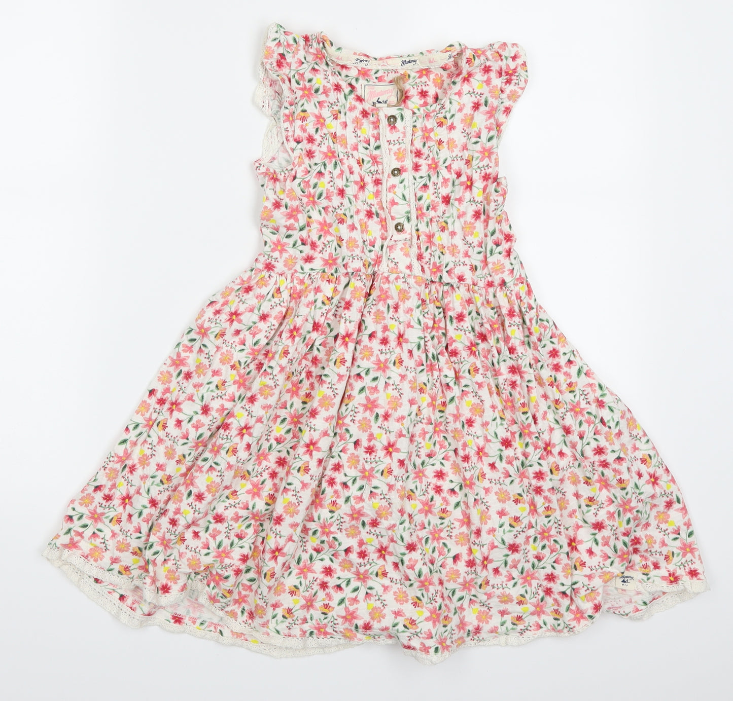 Mantaray Girls Pink Floral  Skater Dress  Size 6-7 Years
