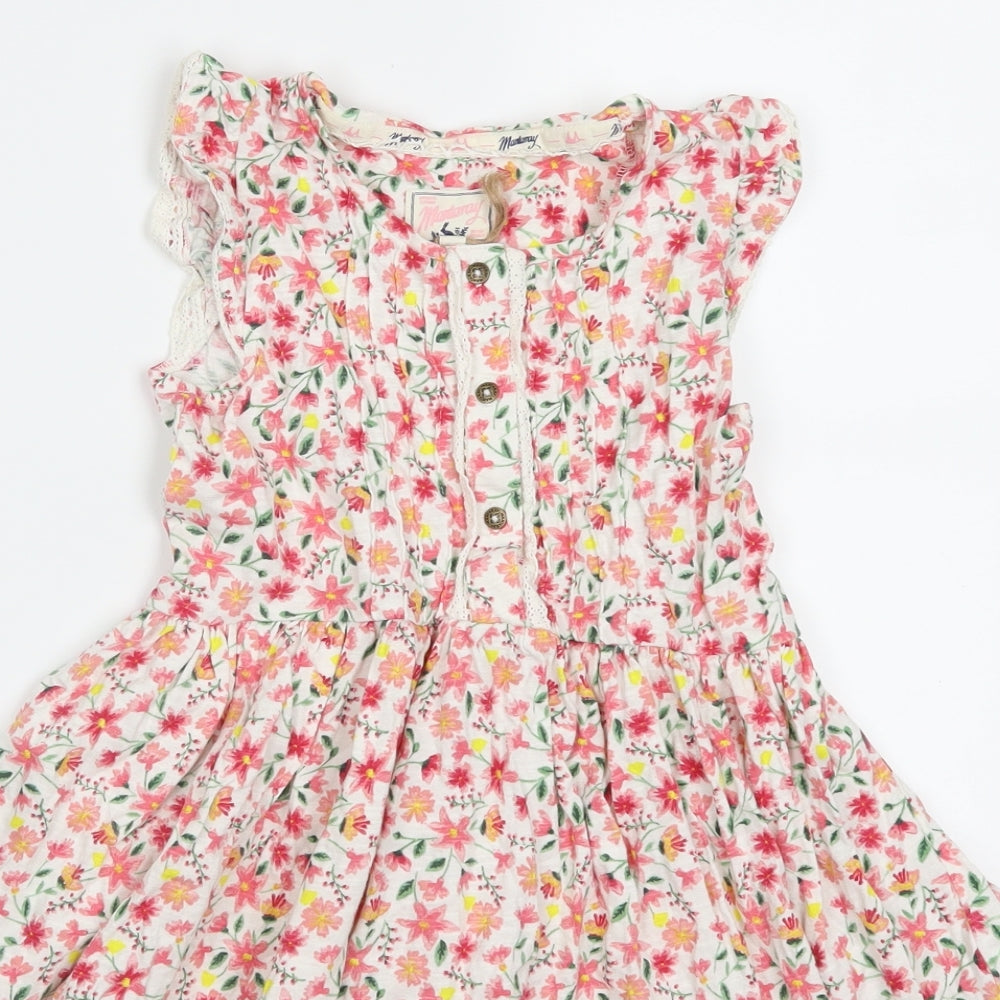 Mantaray Girls Pink Floral  Skater Dress  Size 6-7 Years