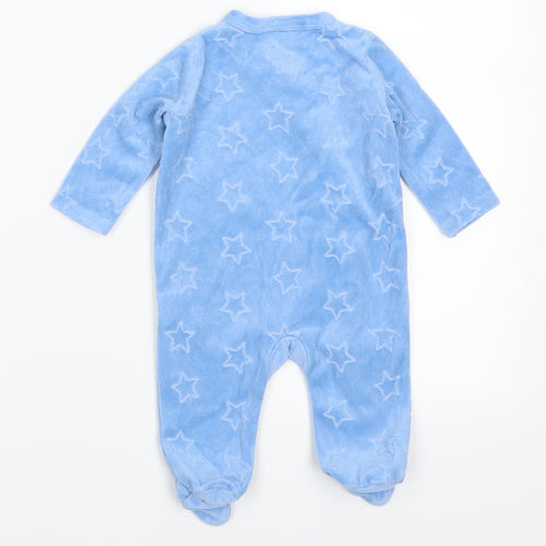 So Cute Boys Blue Solid  Babydoll Bodysuit Size 0-3 Months  - Skateboarding Dinosaur