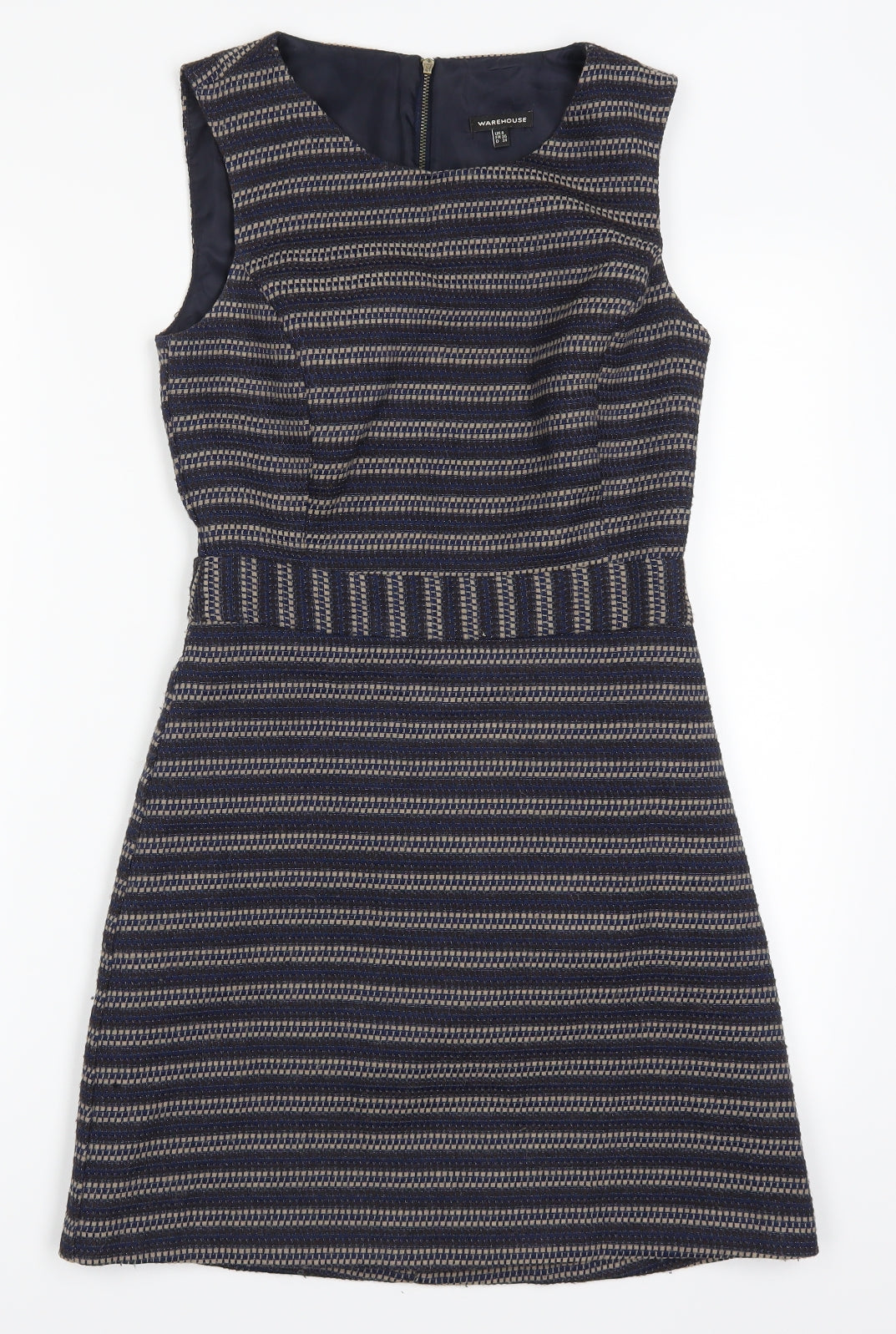 Warehouse Womens Blue Striped  A-Line  Size 8