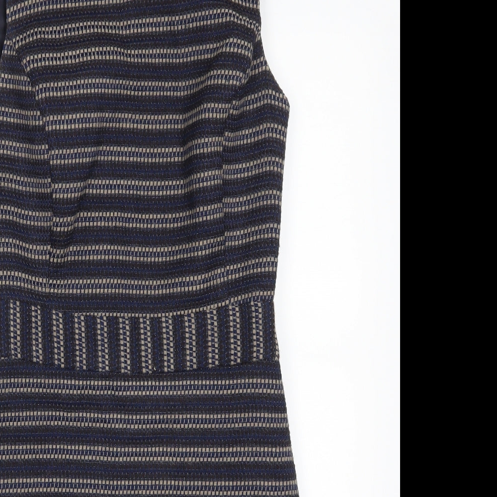 Warehouse Womens Blue Striped  A-Line  Size 8
