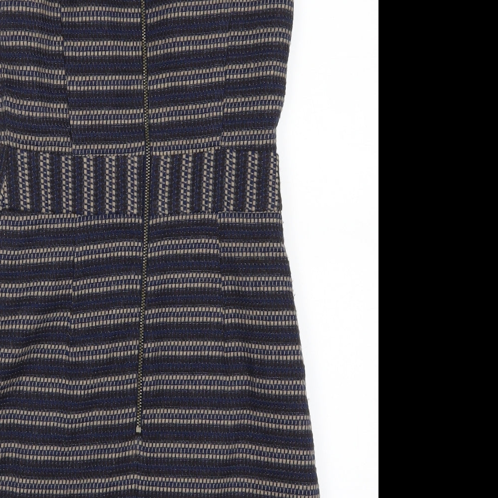Warehouse Womens Blue Striped  A-Line  Size 8