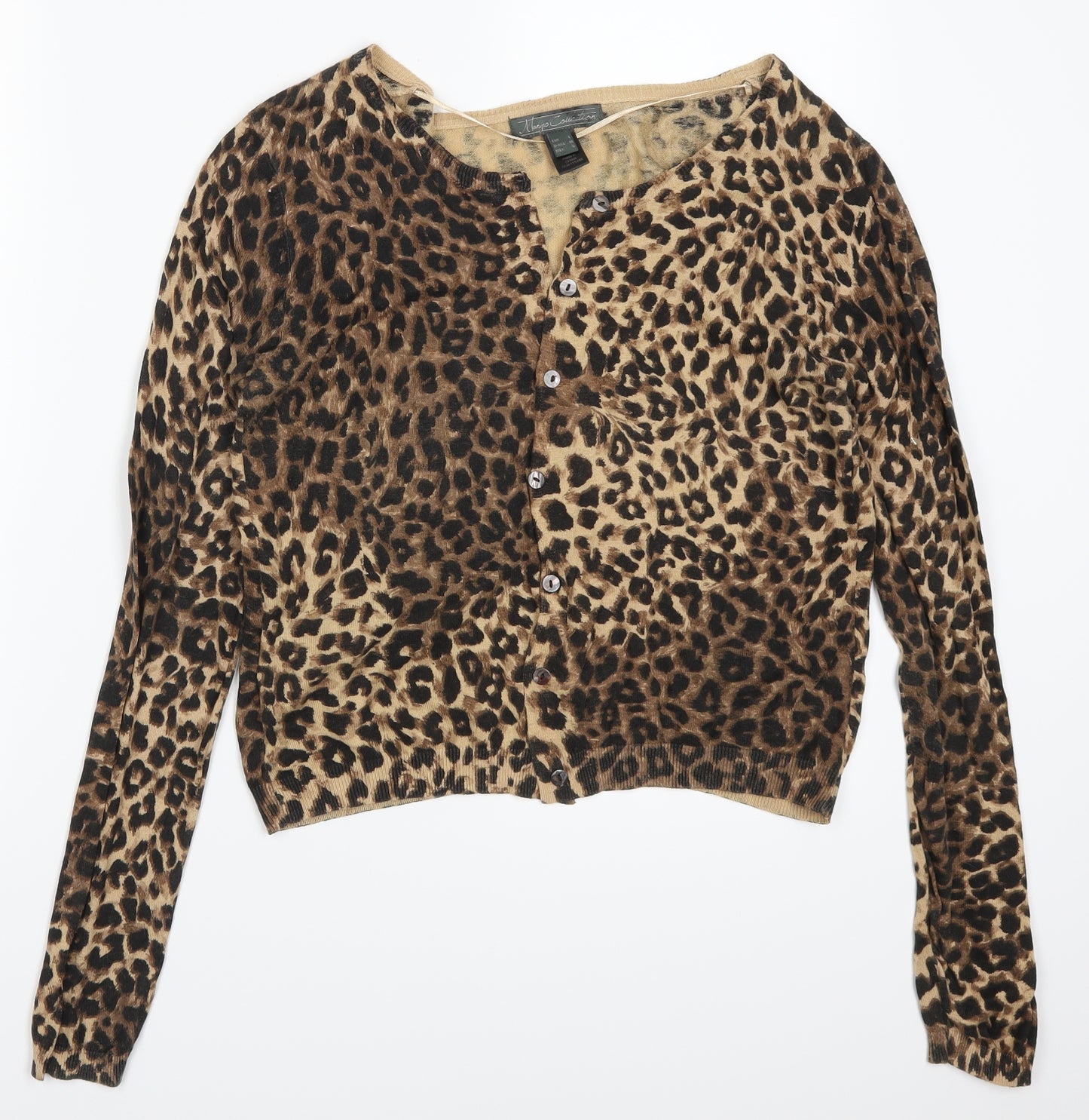 Mango Womens Brown Animal Print  Cardigan Jumper Size L