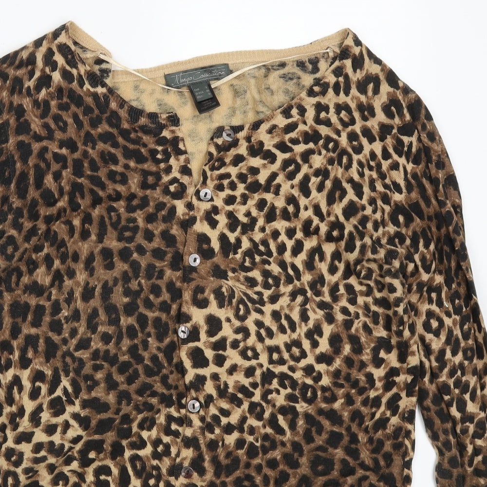 Mango Womens Brown Animal Print  Cardigan Jumper Size L
