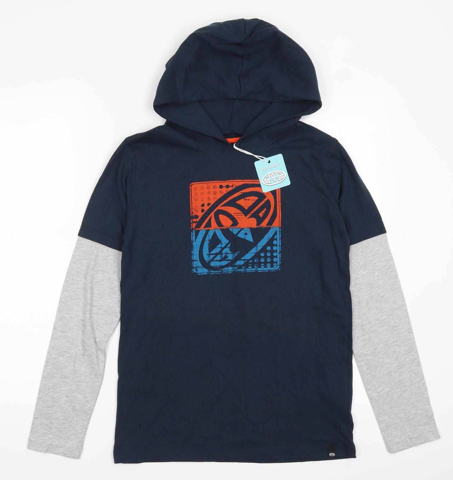 Animal Boys Blue   Pullover Hoodie Size 11-12 Years