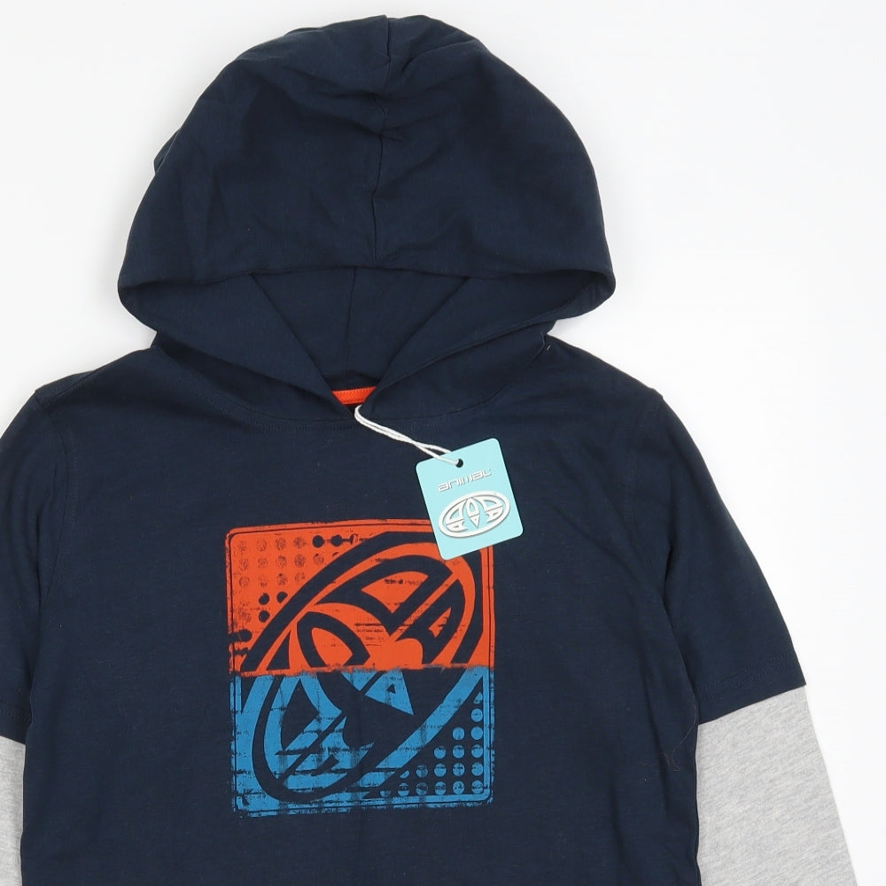 Animal Boys Blue   Pullover Hoodie Size 11-12 Years