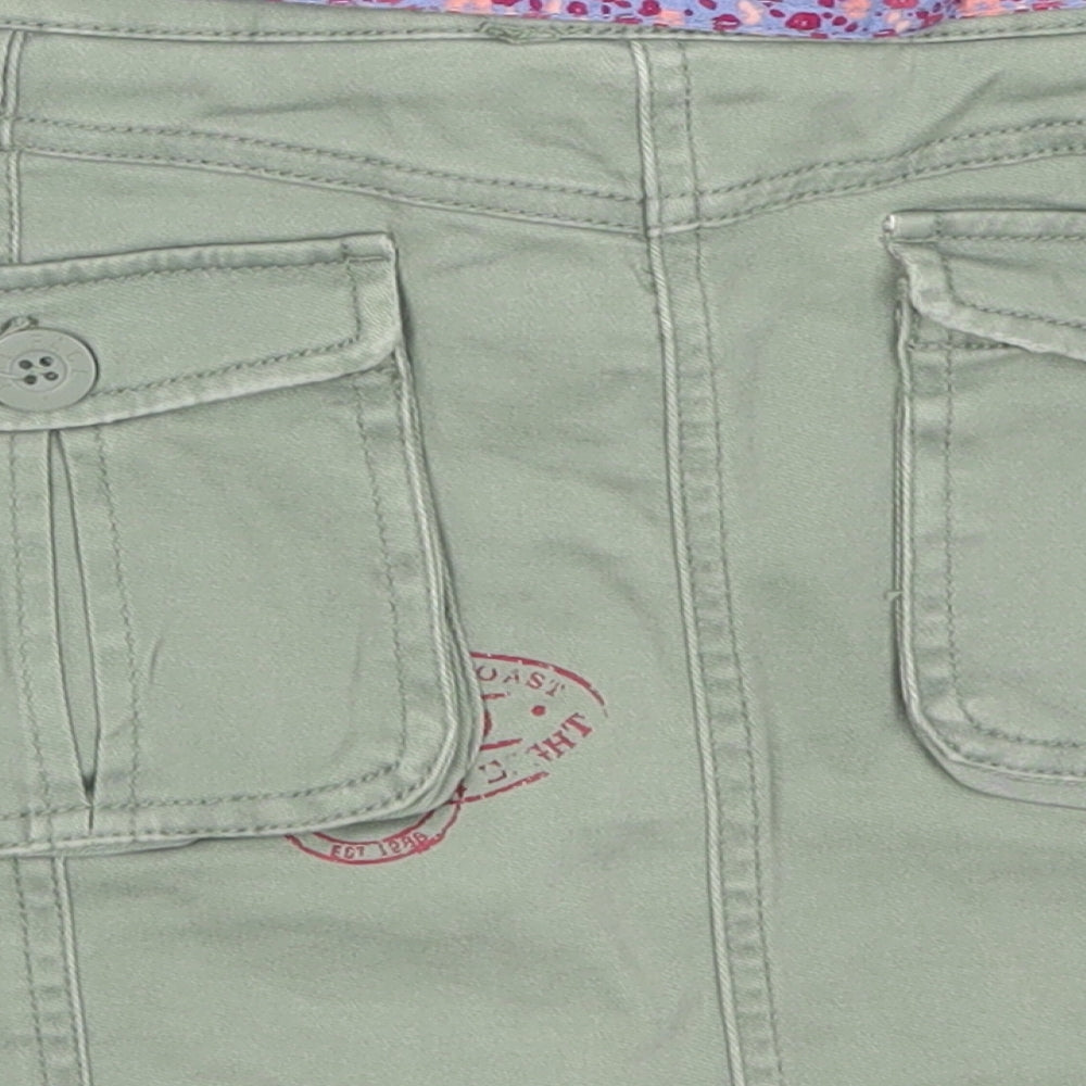 Fat Face Girls Green  Denim Mini Skirt Size 10-11 Years - Purple Floral Belt