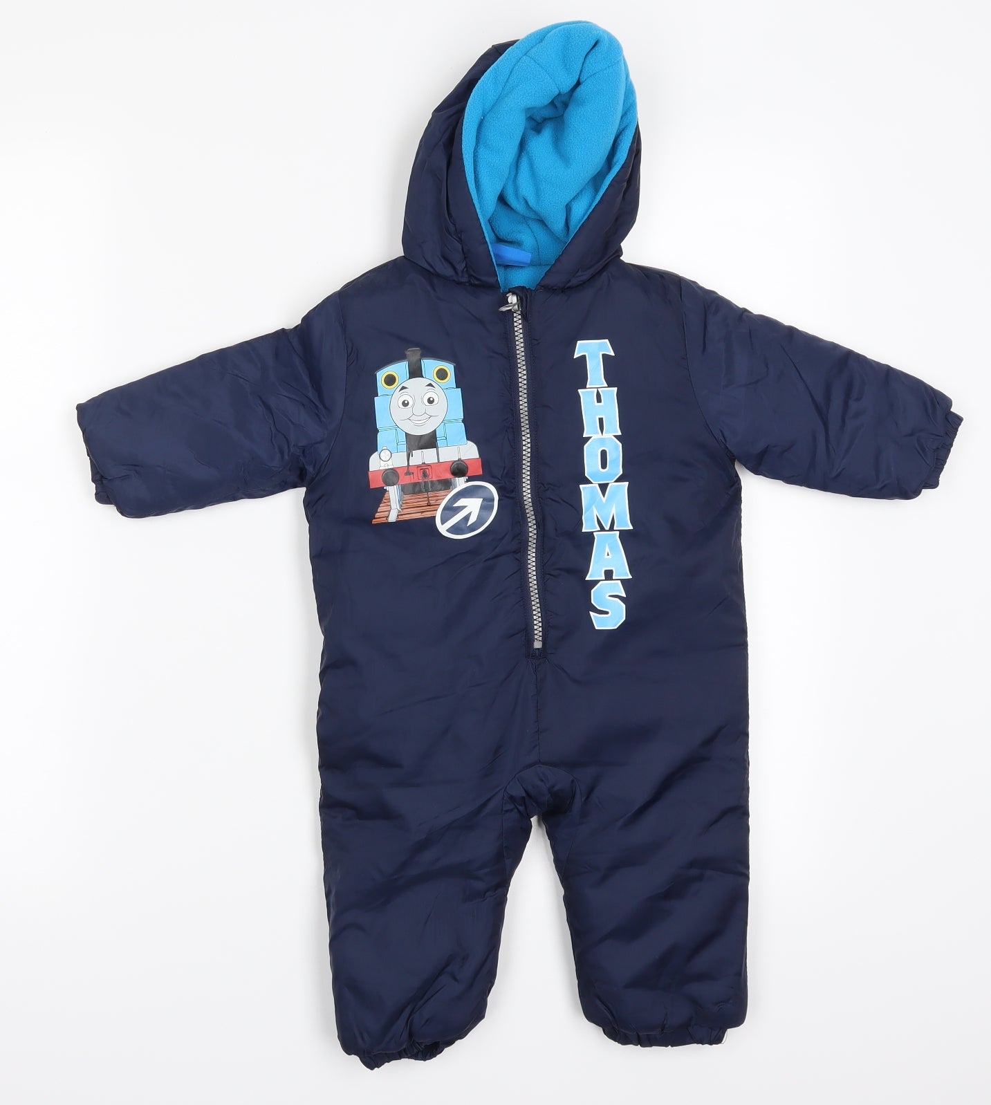 Preworn Boys Blue   Basic Coat Snowsuit Size 6-9 Months  - Thomas the Tank Engine