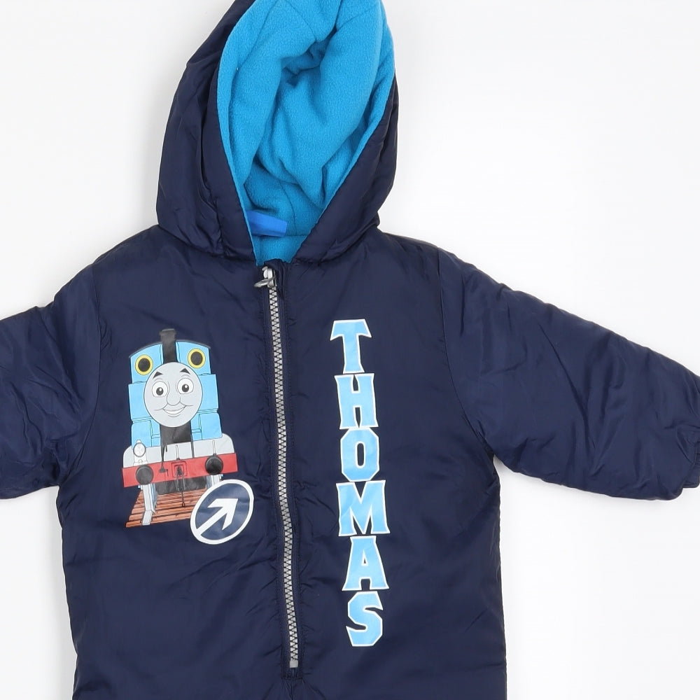 Preworn Boys Blue   Basic Coat Snowsuit Size 6-9 Months  - Thomas the Tank Engine