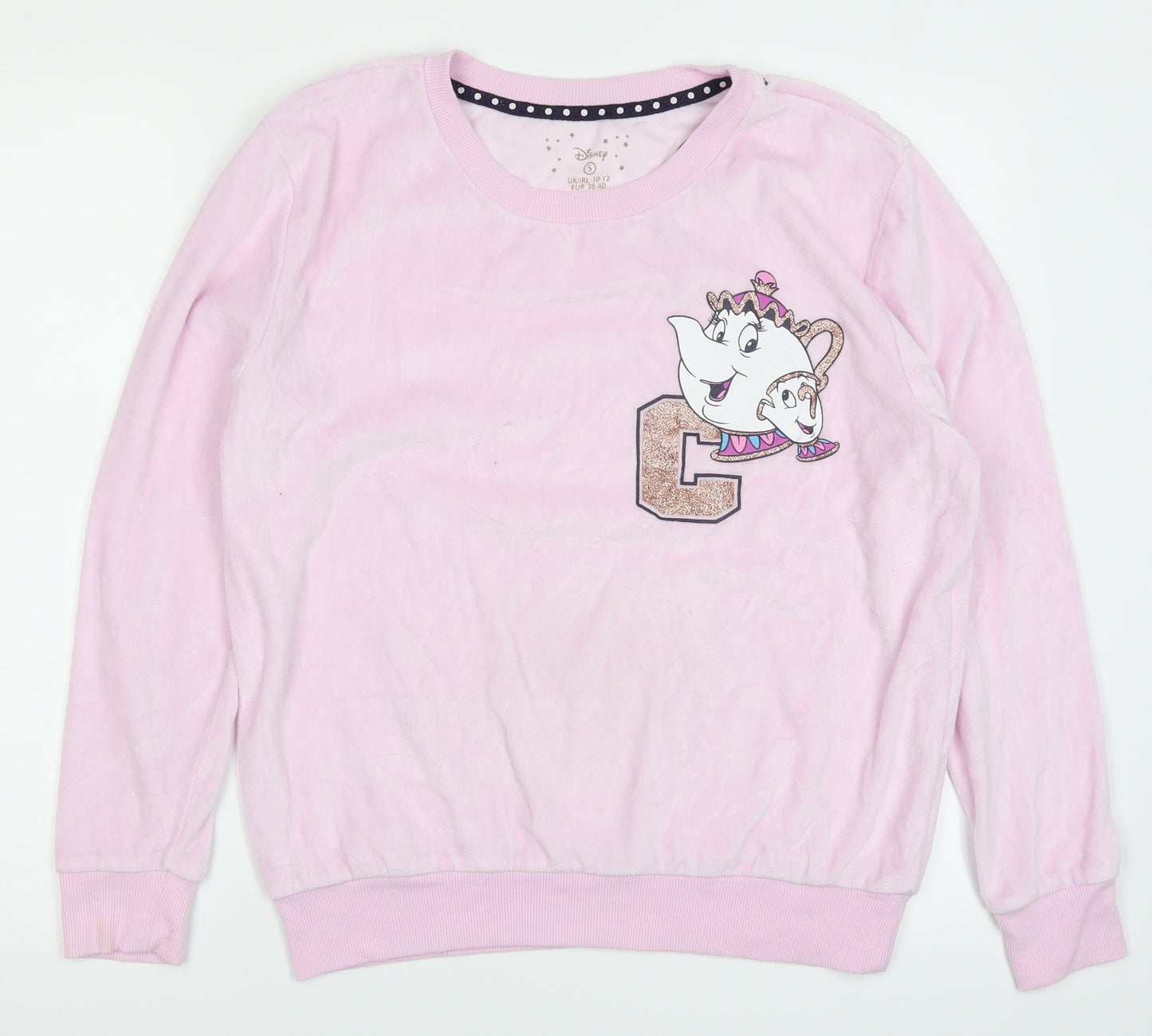 Primark Womens Pink Solid  Top Pyjama Top Size 10  - Teapot and Chip Beauty and the Beast
