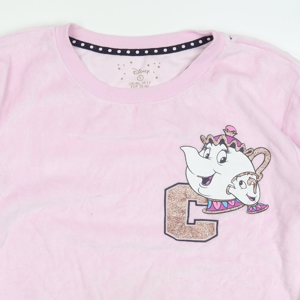 Primark Womens Pink Solid  Top Pyjama Top Size 10  - Teapot and Chip Beauty and the Beast