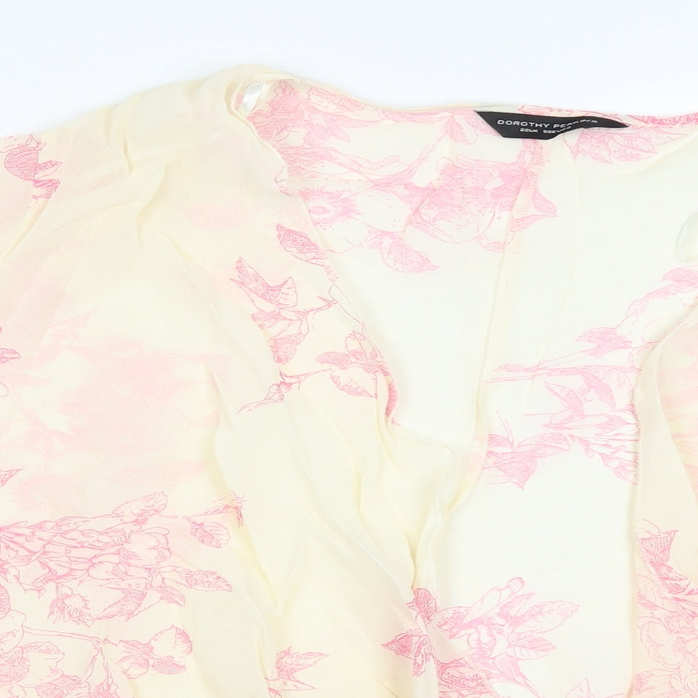 Dorothy Perkins Womens Beige Floral  Kimono Jacket Size 22  - Pink