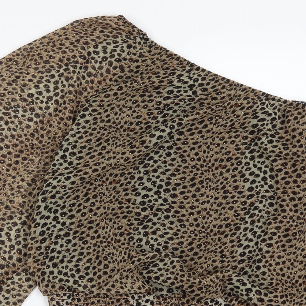 Dorothy Perkins Womens Brown Animal Print  Basic Blouse Size 22