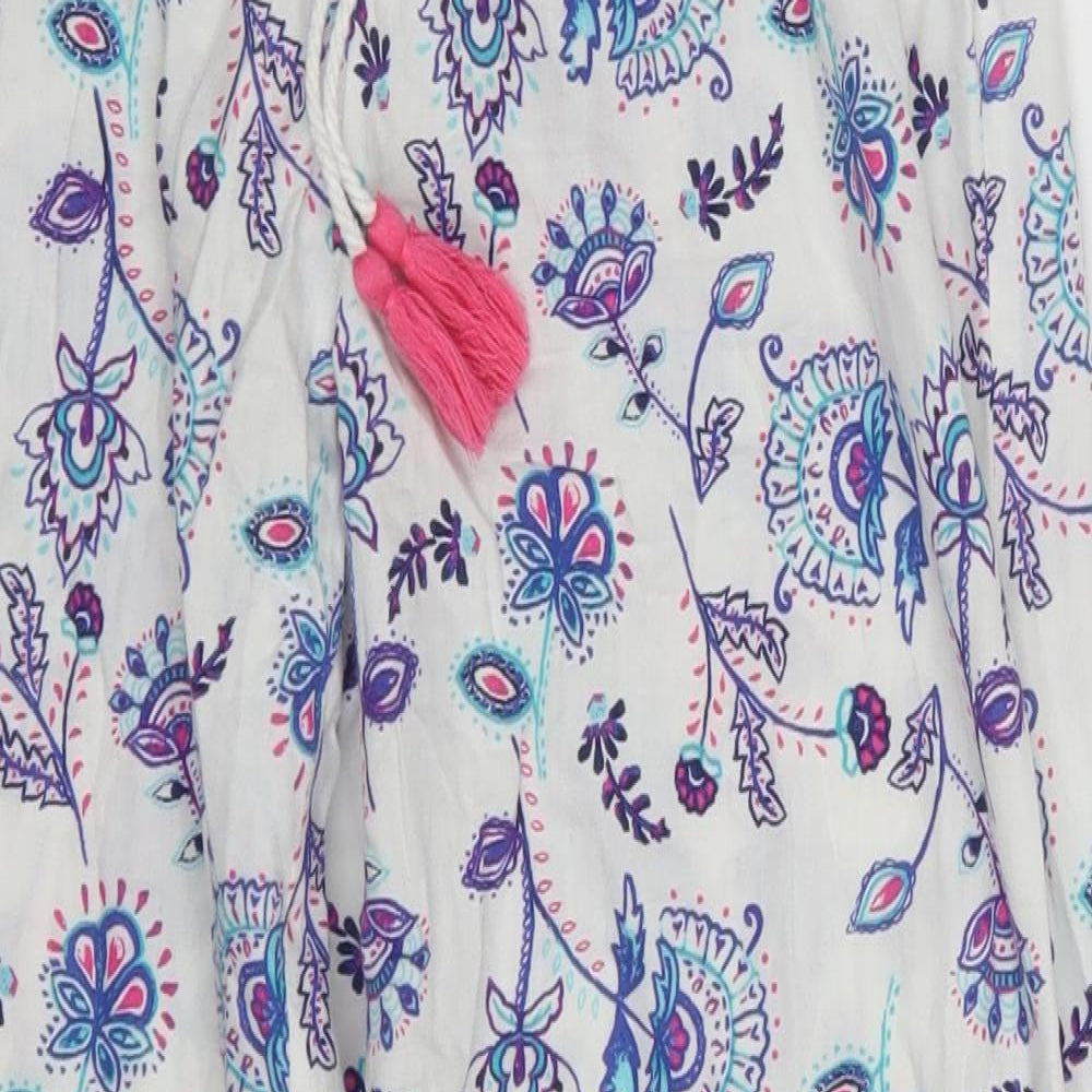 F&F Womens White Floral  Trousers  Size 8 L28 in - Blue Loungewear
