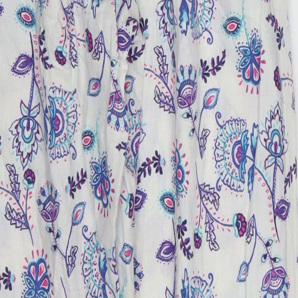 F&F Womens White Floral  Trousers  Size 8 L28 in - Blue Loungewear