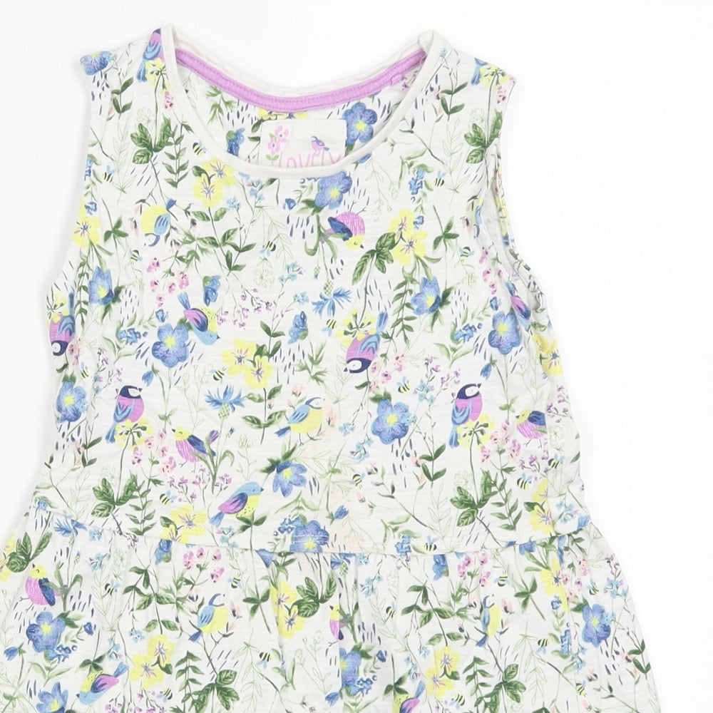 TU Girls Green Floral  A-Line  Size 5-6 Years