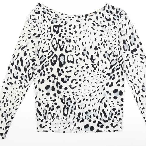 Preworn Womens White Animal Print  Basic T-Shirt Size M