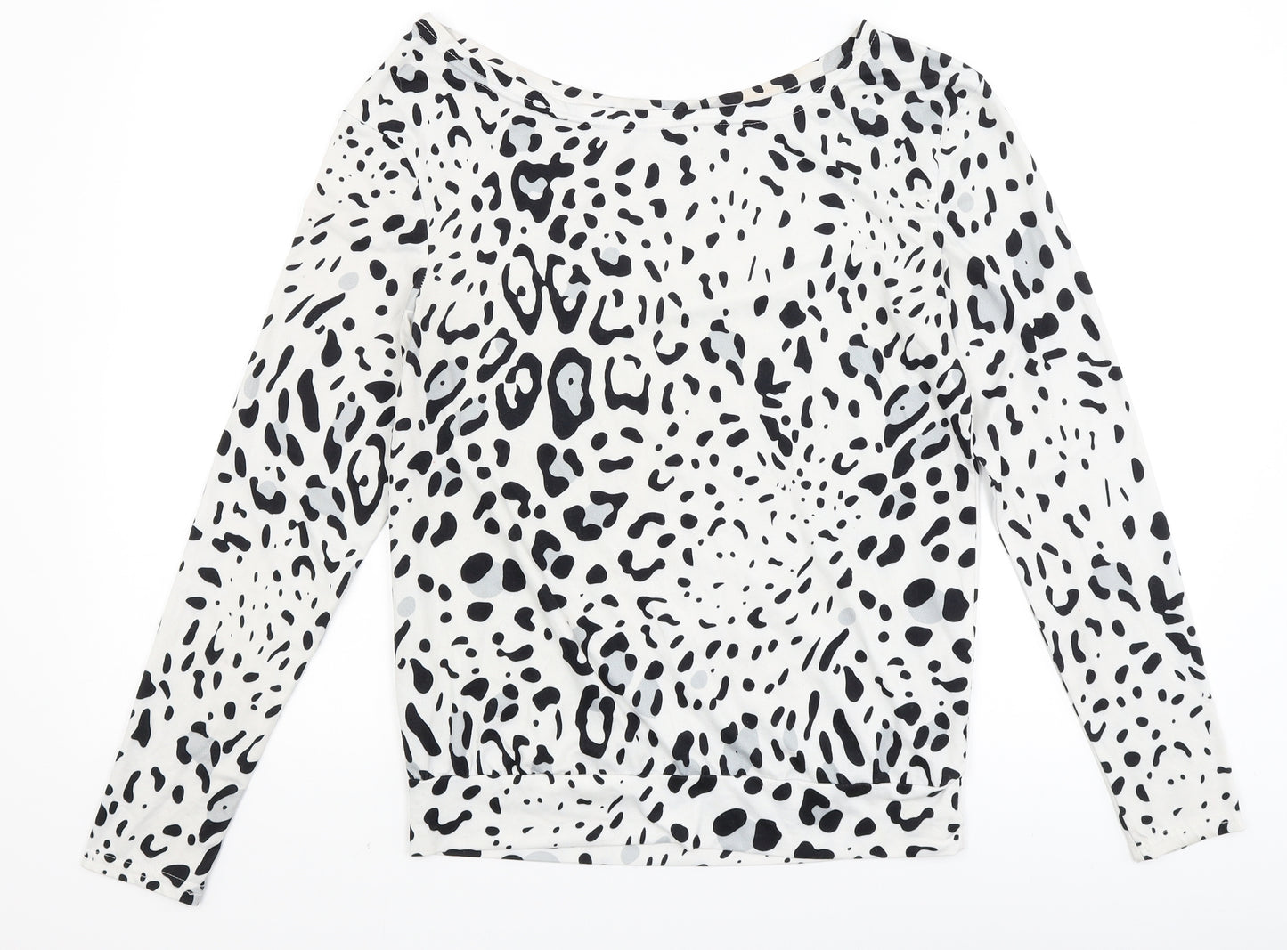 Preworn Womens White Animal Print  Basic T-Shirt Size M