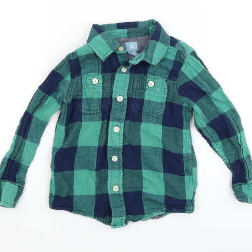 Baby Gap Boys Green Plaid  Basic Button-Up Size 4 Years
