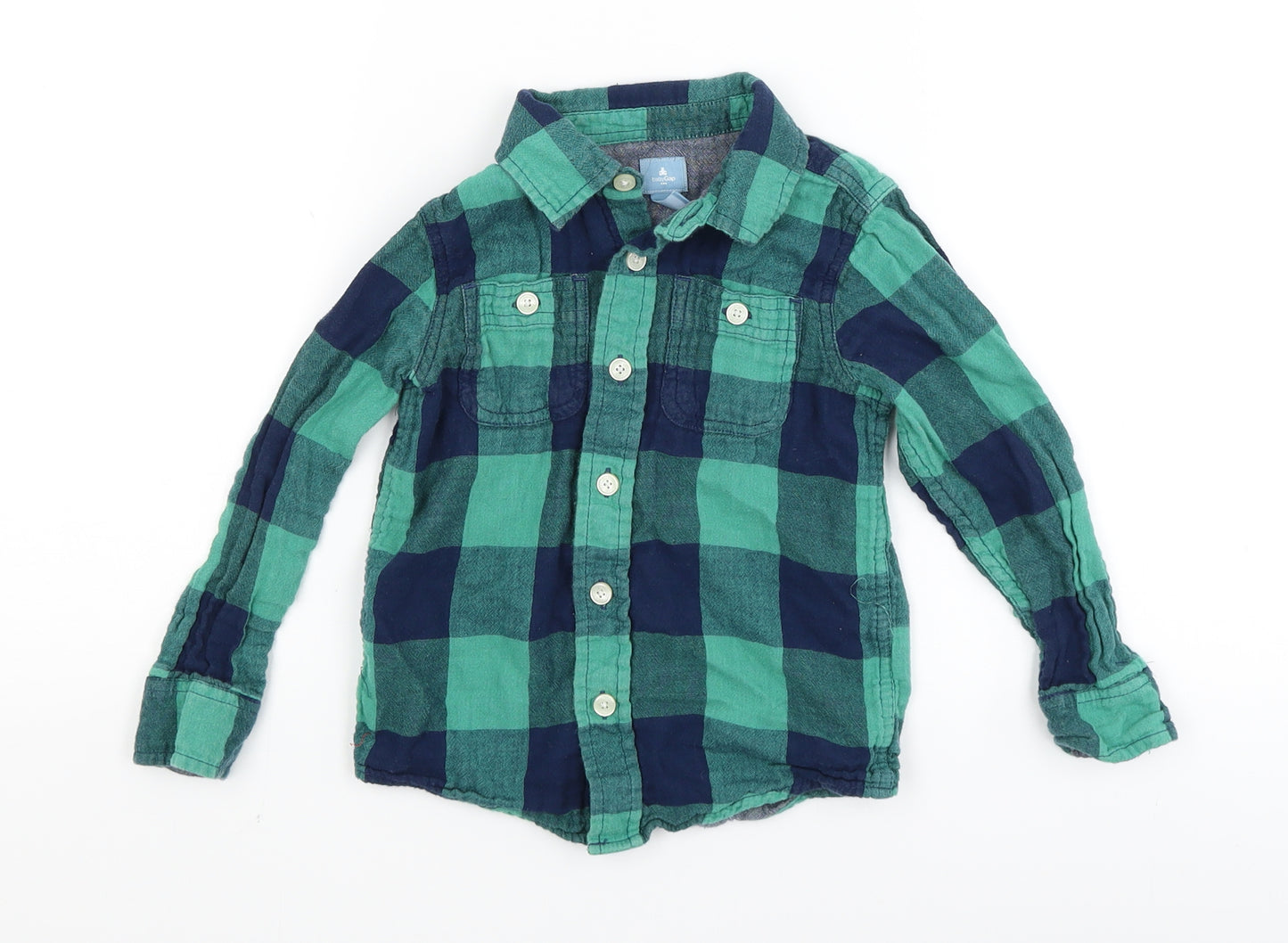 Baby Gap Boys Green Plaid  Basic Button-Up Size 4 Years