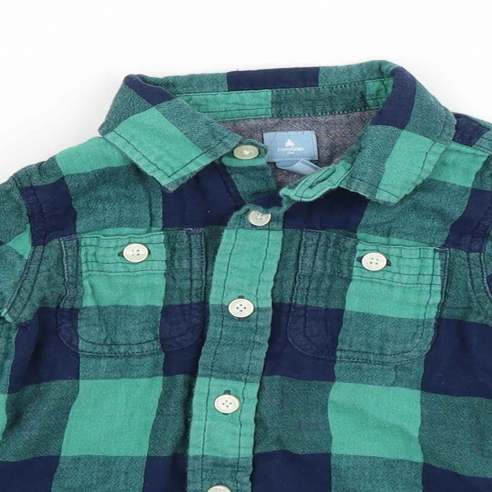 Baby Gap Boys Green Plaid  Basic Button-Up Size 4 Years