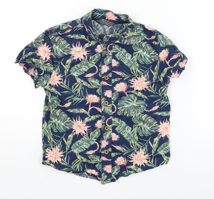 Primark Boys Blue Floral Basic Button-Up Size 3-4 Years