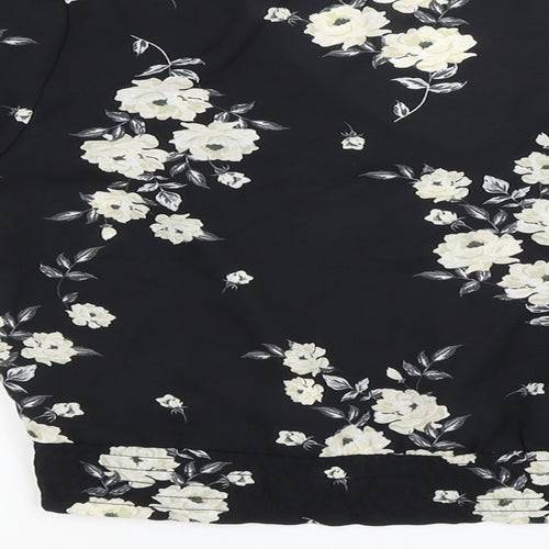 Divided Womens Black Floral  Cropped Blouse Size 4