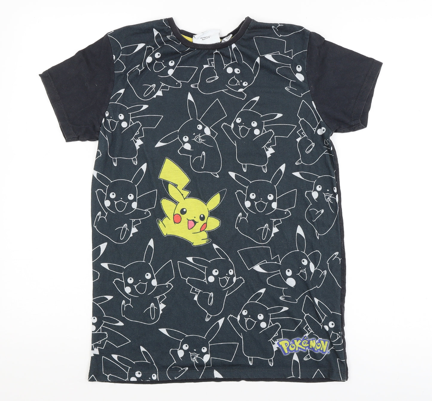 Rebel Boys Black   Basic T-Shirt Size 12-13 Years  - pikachu