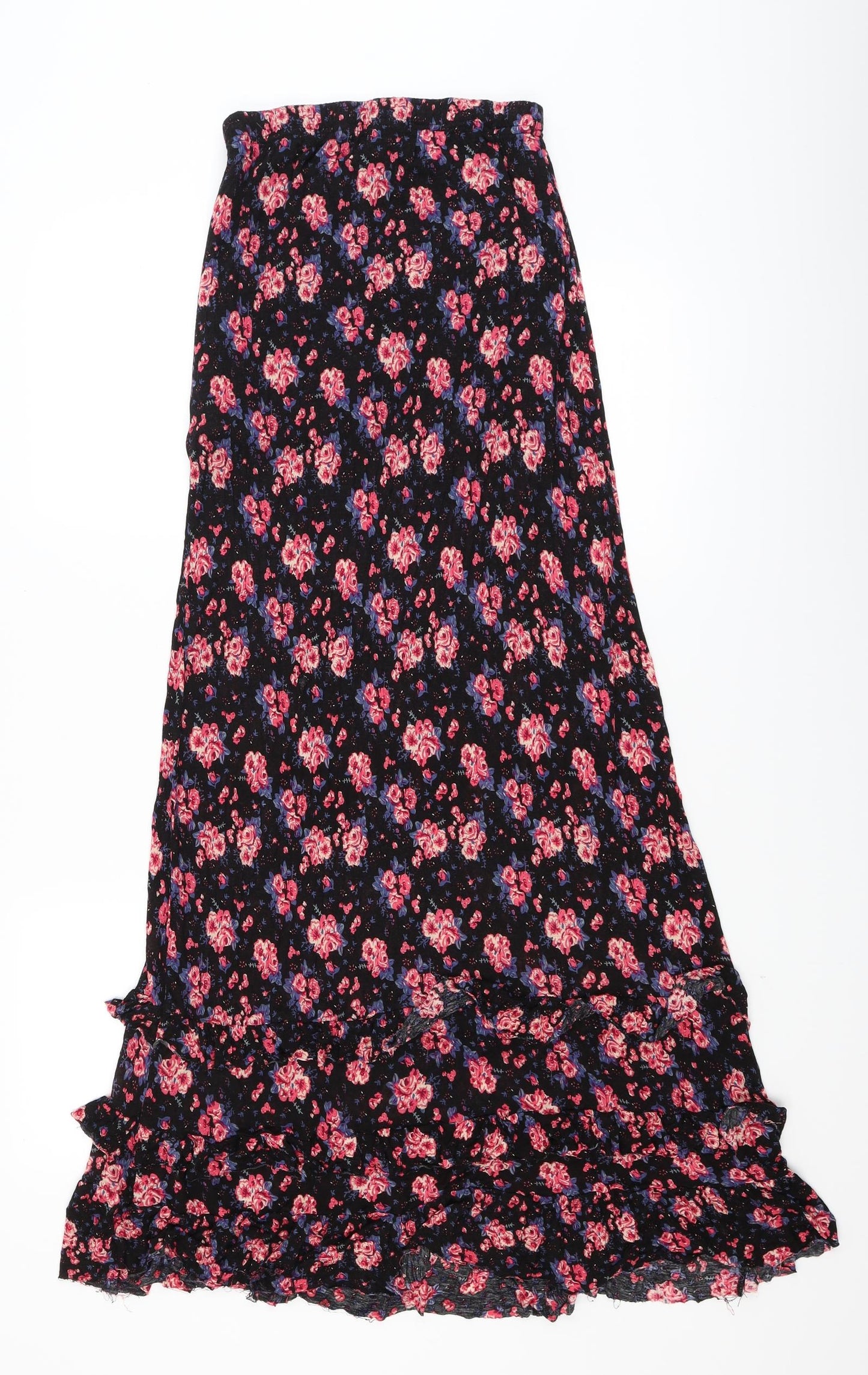 FOREVER 21 Womens Black Floral  A-Line Skirt Size 8