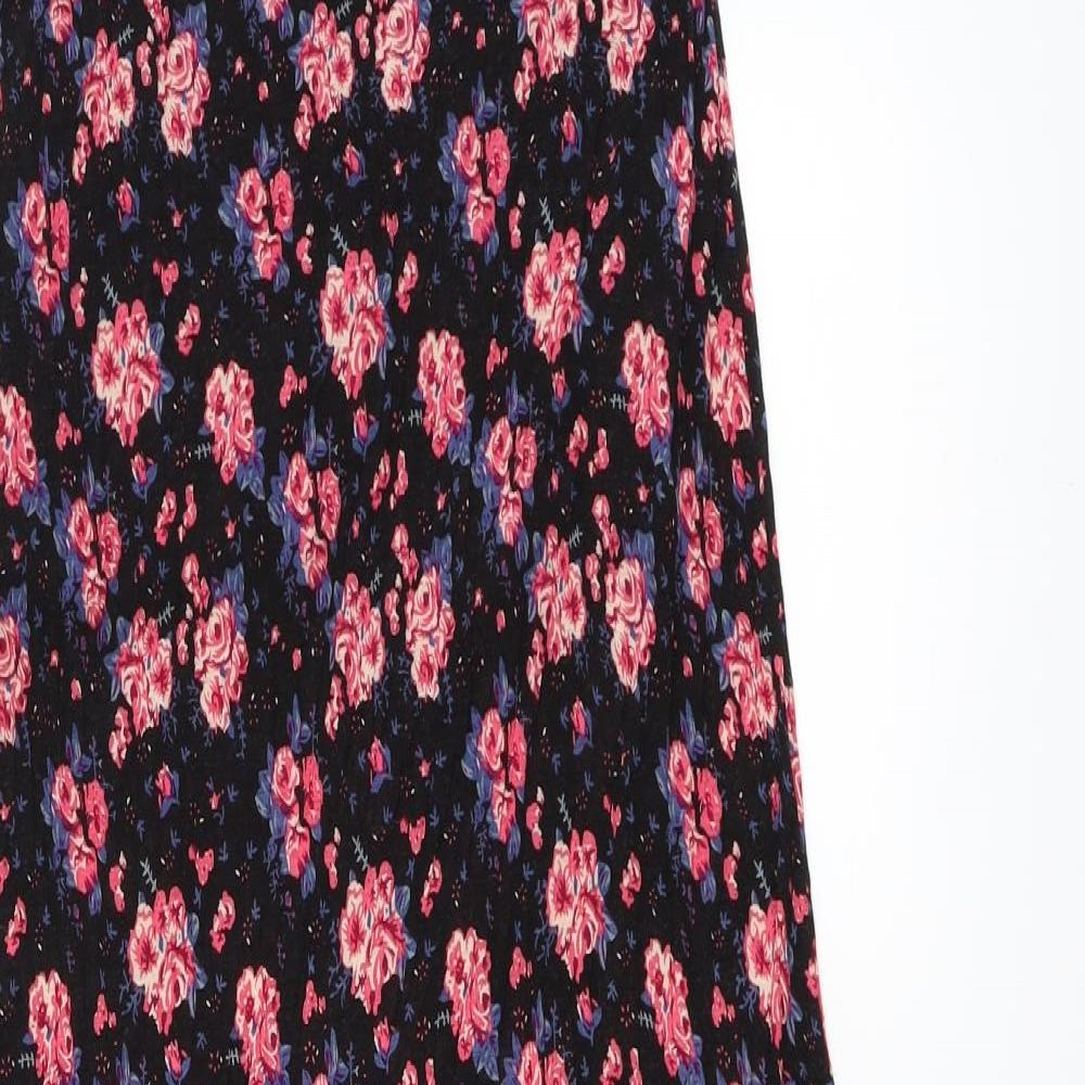 FOREVER 21 Womens Black Floral  A-Line Skirt Size 8