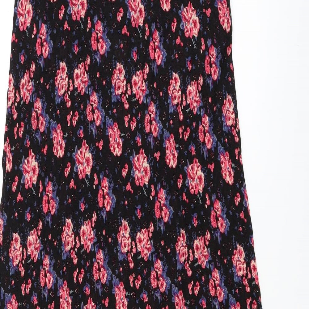 FOREVER 21 Womens Black Floral  A-Line Skirt Size 8