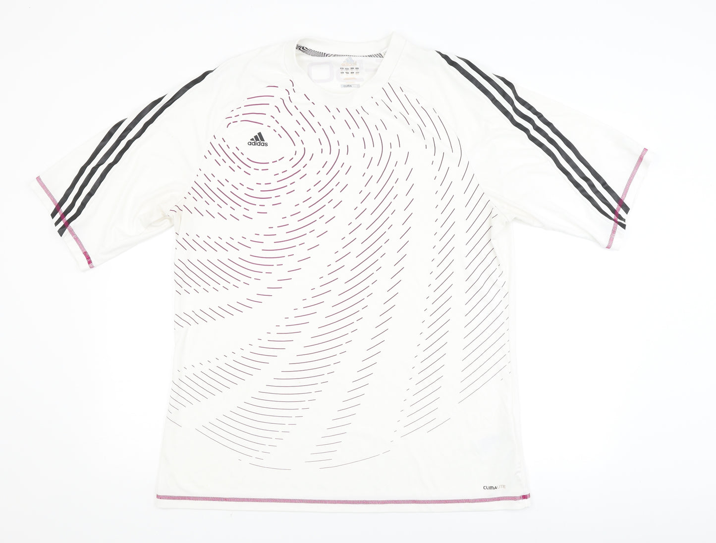 adidas Mens White   Basic T-Shirt Size XL  - purple lines