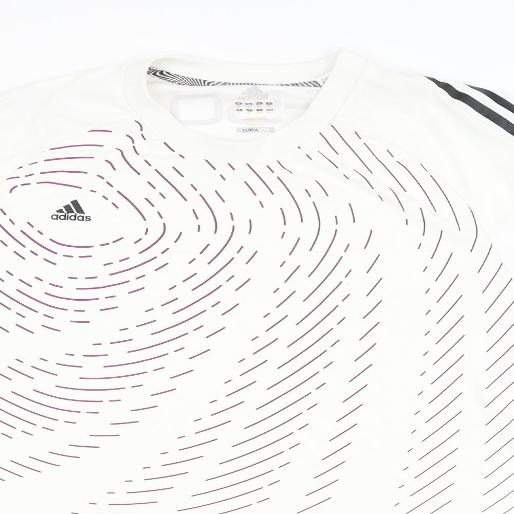 adidas Mens White   Basic T-Shirt Size XL  - purple lines
