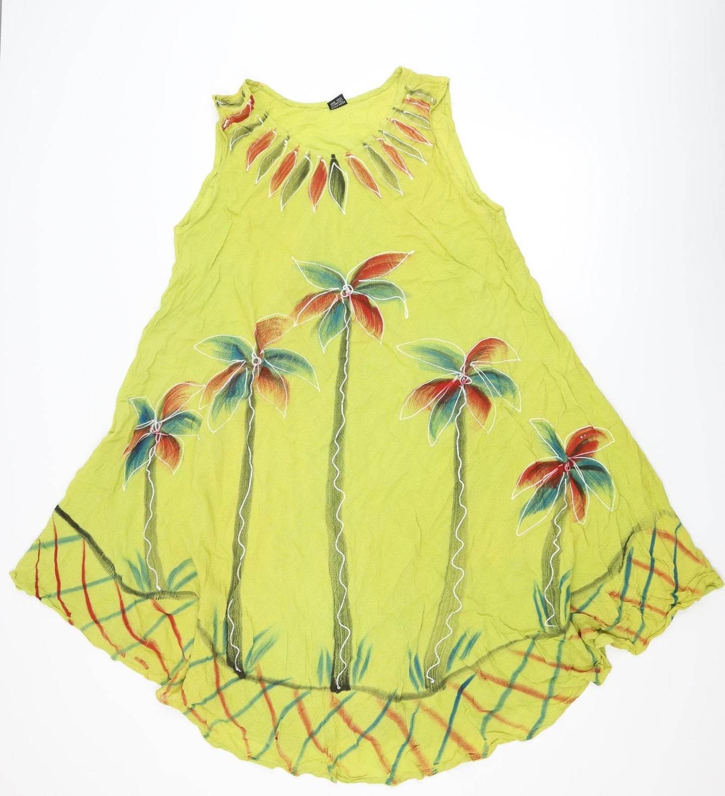 Preworn Womens Yellow   Kaftan  Size 16  - palm trees