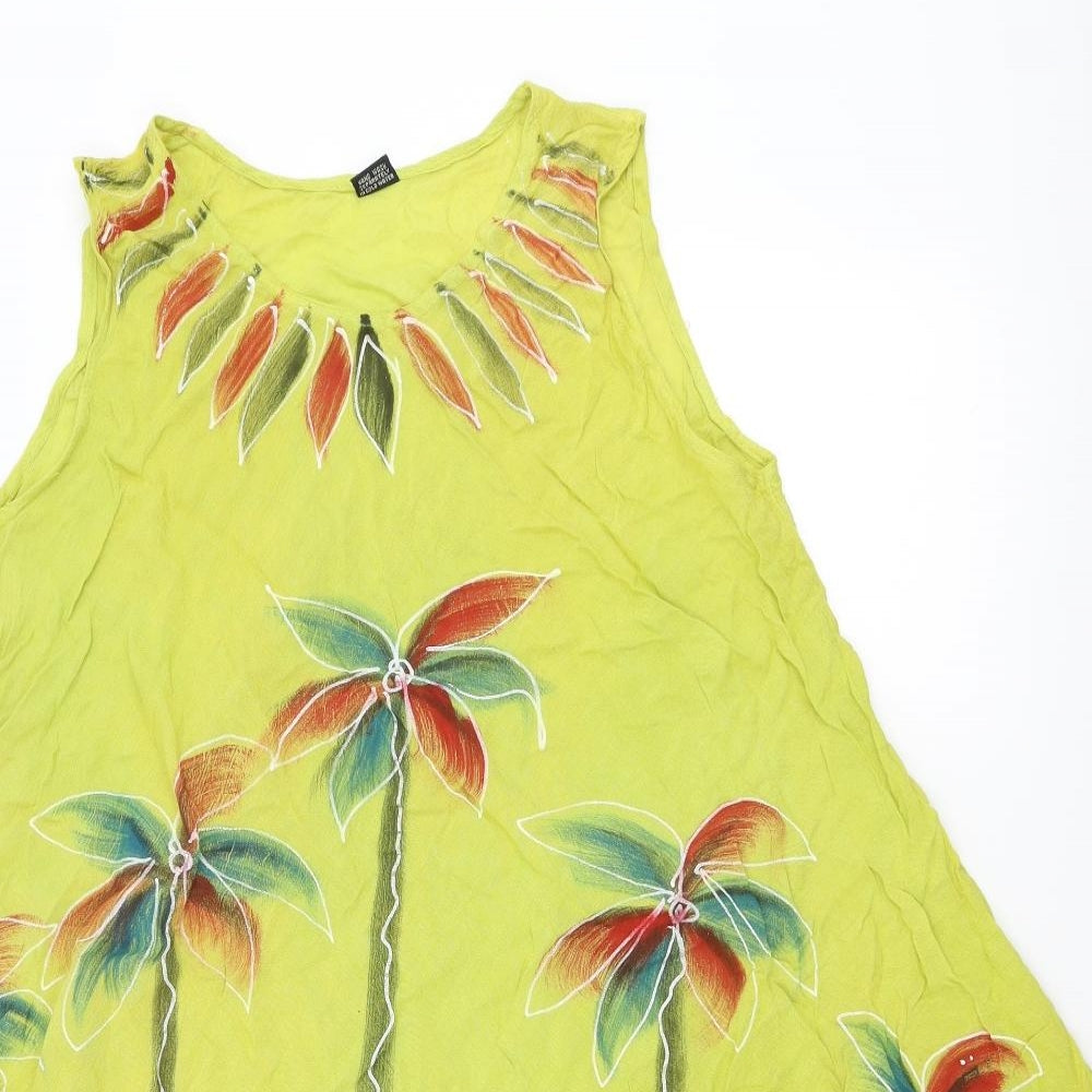 Preworn Womens Yellow   Kaftan  Size 16  - palm trees
