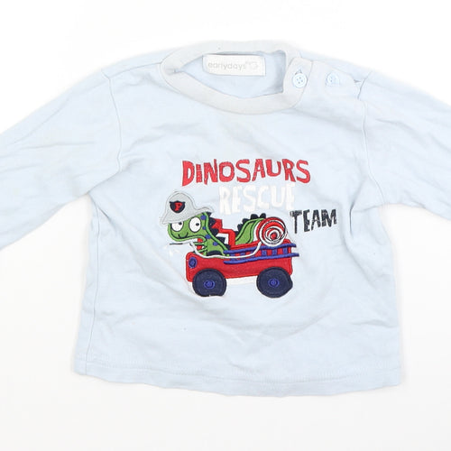 Early Days Baby Blue   Basic T-Shirt Size 12 Months  - dinosaur rescue team