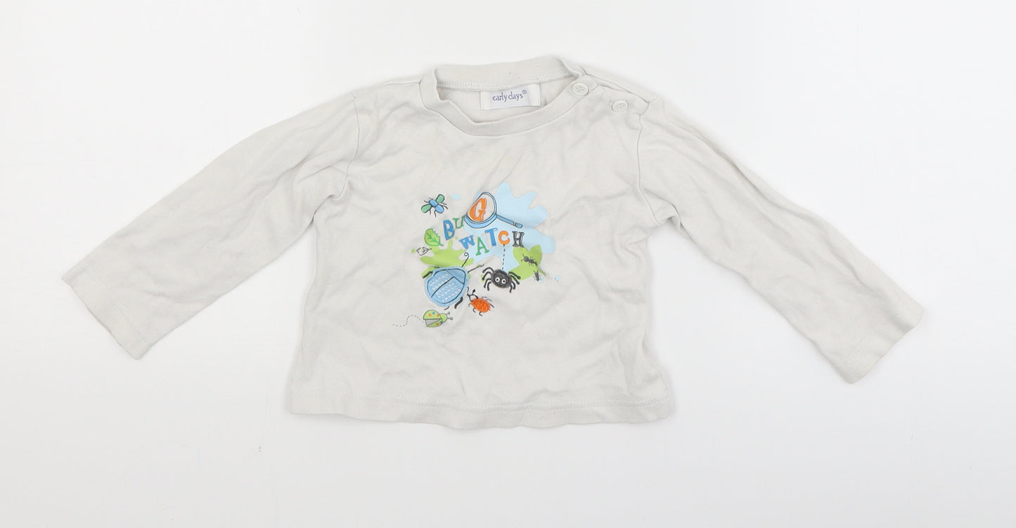 Early Days Baby White   Basic T-Shirt Size 12-18 Months  - bug watch