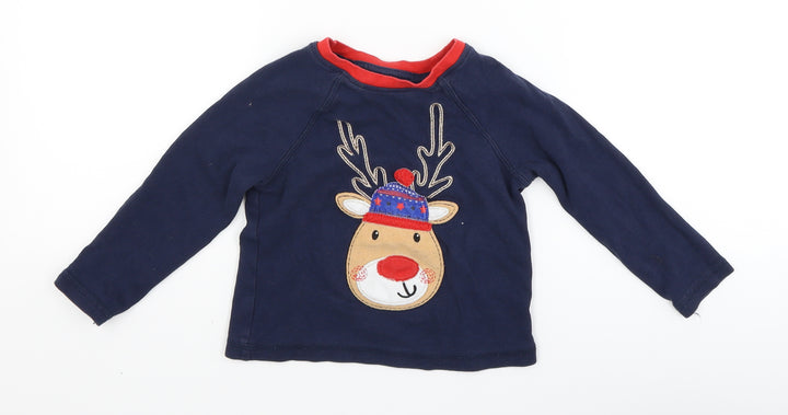 George Baby Blue Basic T-Shirt Size 9-12 Months - reindeer