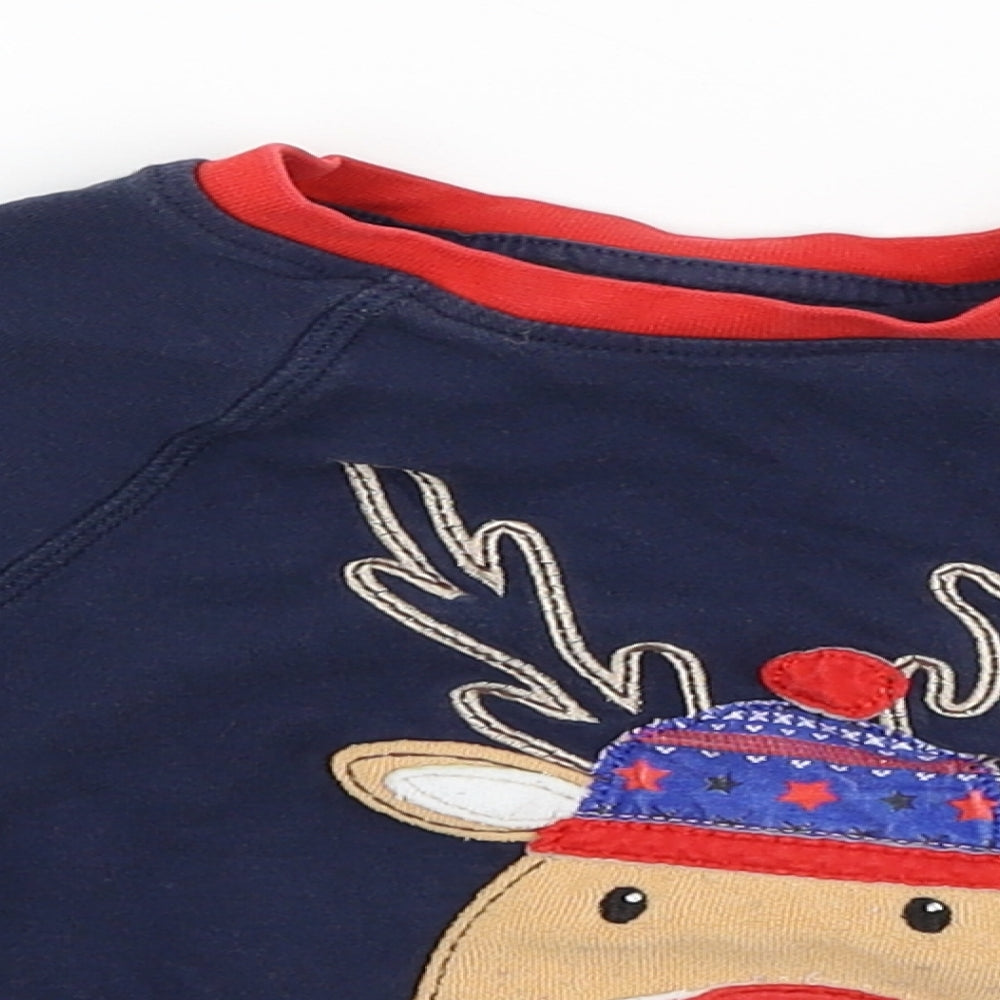 George Baby Blue   Basic T-Shirt Size 9-12 Months  - reindeer