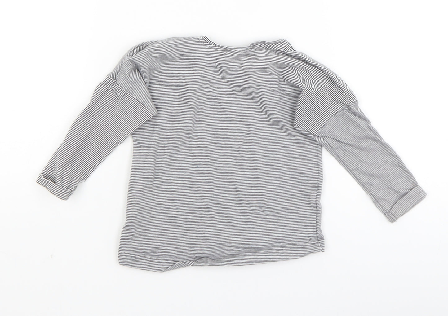 NEXT Baby Grey Striped  Basic T-Shirt Size 6-9 Months