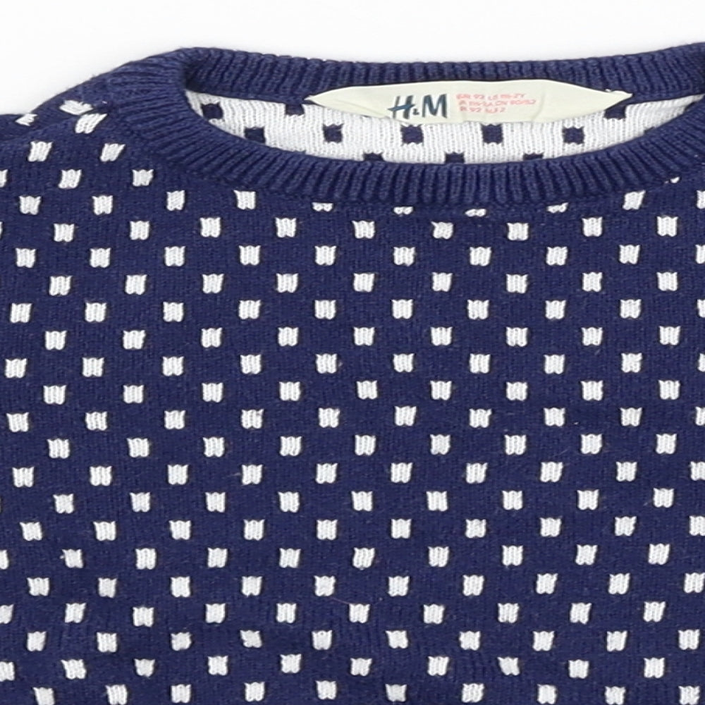 H&M Baby Blue Spotted  Pullover Jumper Size 12-18 Months