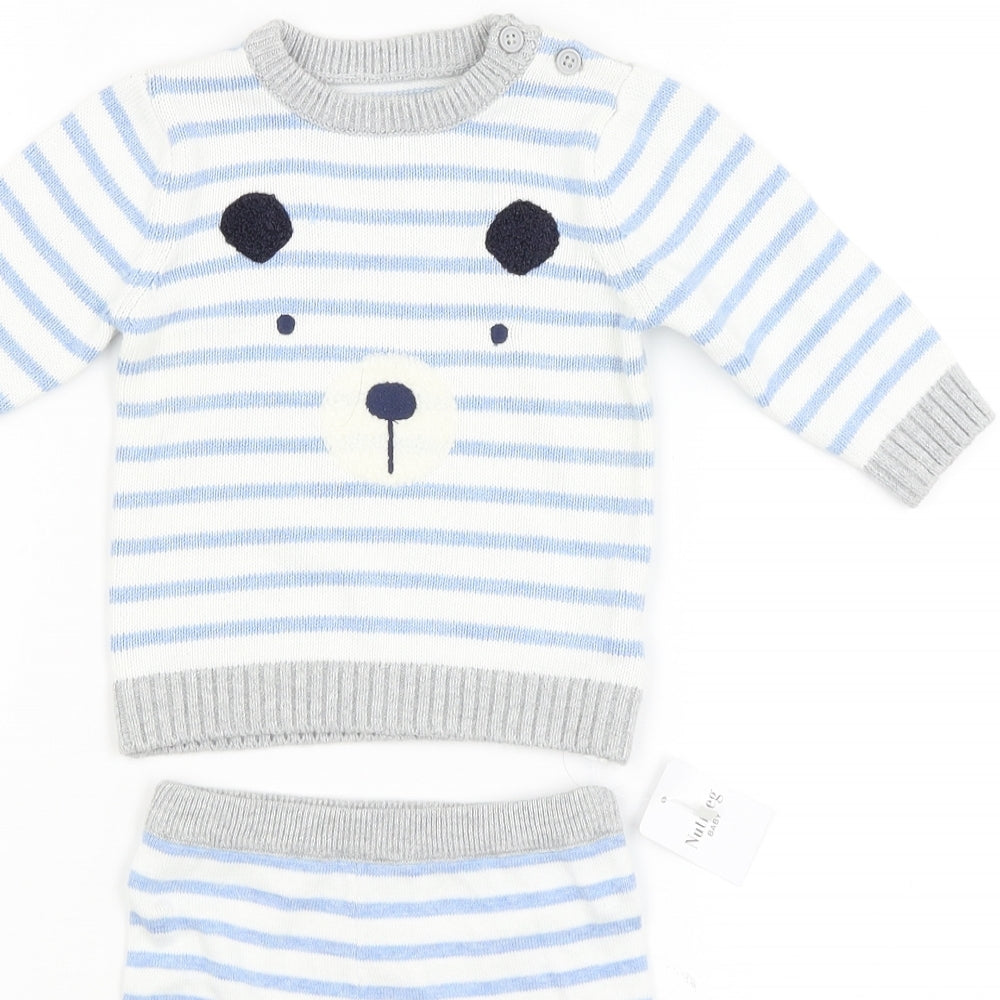 Nutmeg Baby White Striped  Trousers Set Outfit/Set Size 3-6 Months