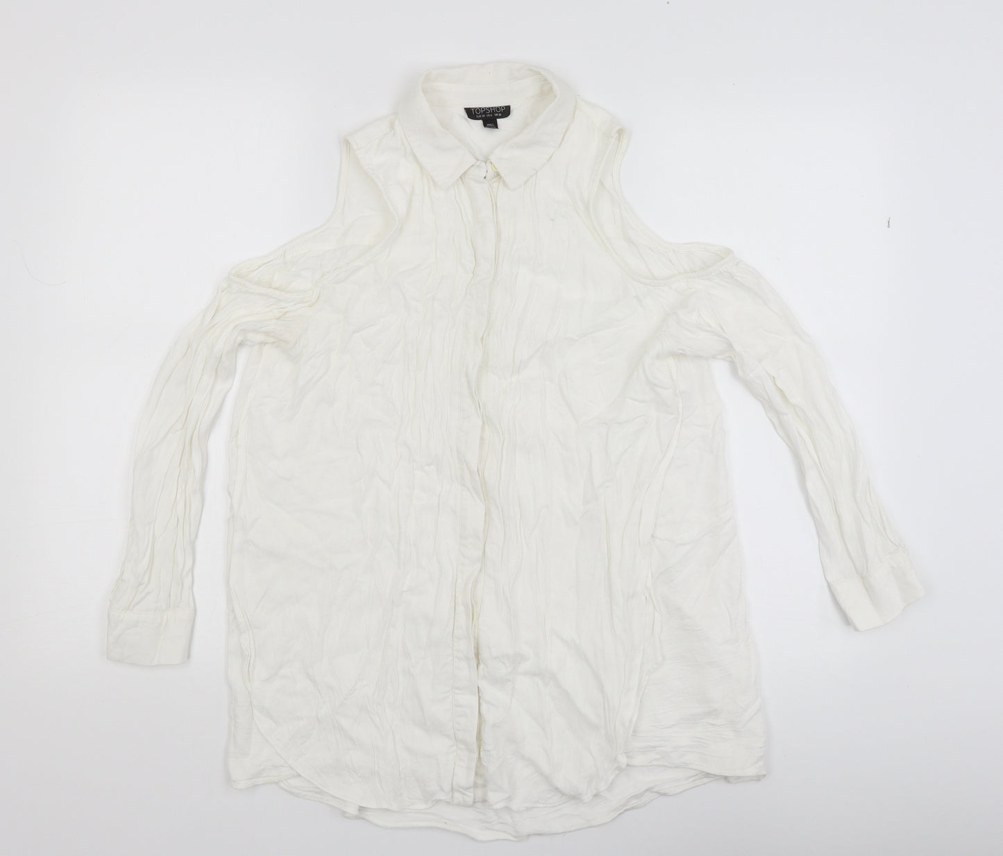 Topshop Womens White   Basic Button-Up Size 10  - cold shoulder
