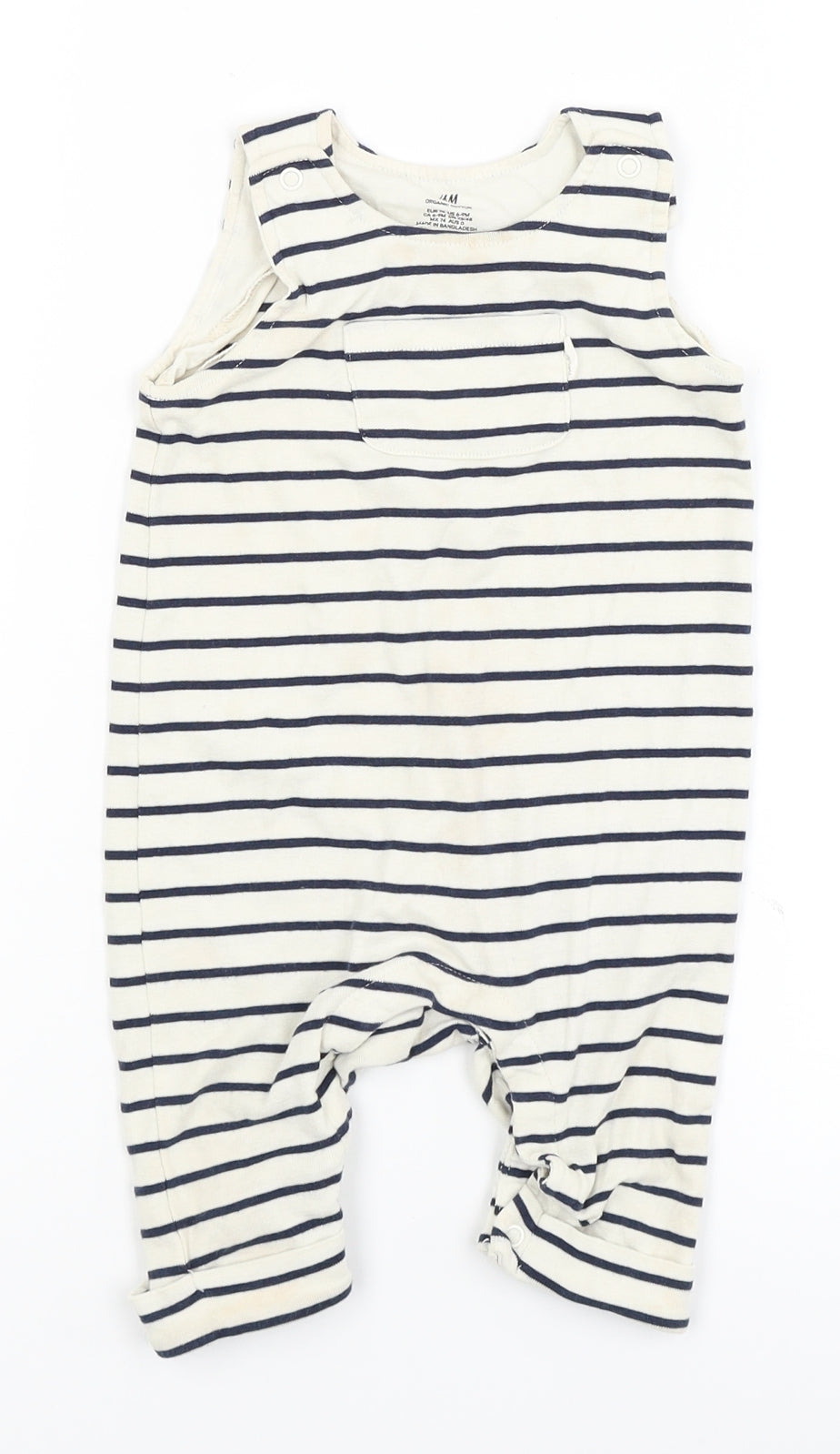 H&M Baby White Striped  Dungaree One-Piece Size 6-9 Months