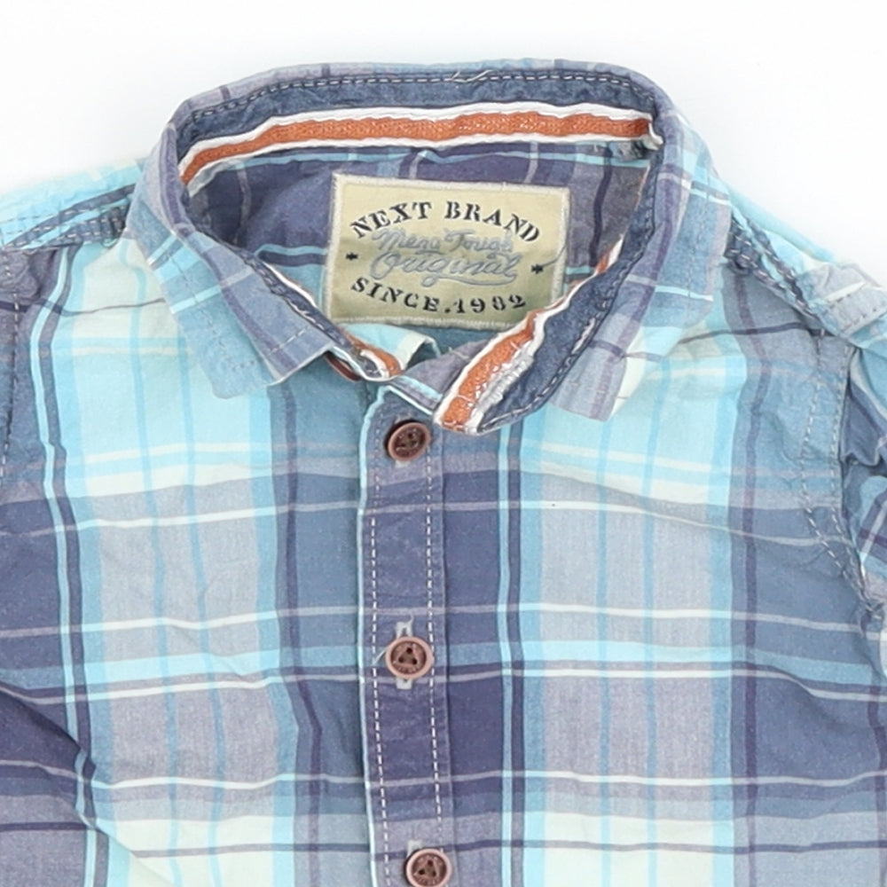 NEXT Baby Blue Plaid  Basic Button-Up Size 6-9 Months