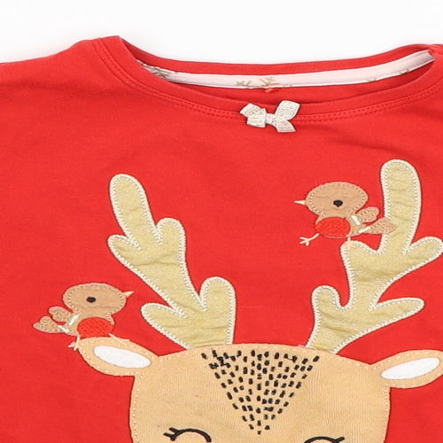 George Girls Red   Basic T-Shirt Size 4-5 Years  - christmas