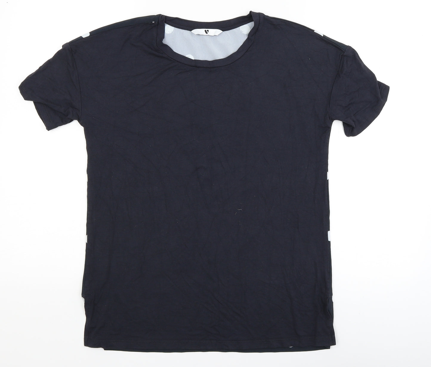 Very Womens Blue Polka Dot  Basic T-Shirt Size 8