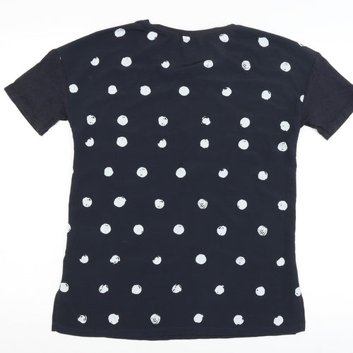 Very Womens Blue Polka Dot  Basic T-Shirt Size 8