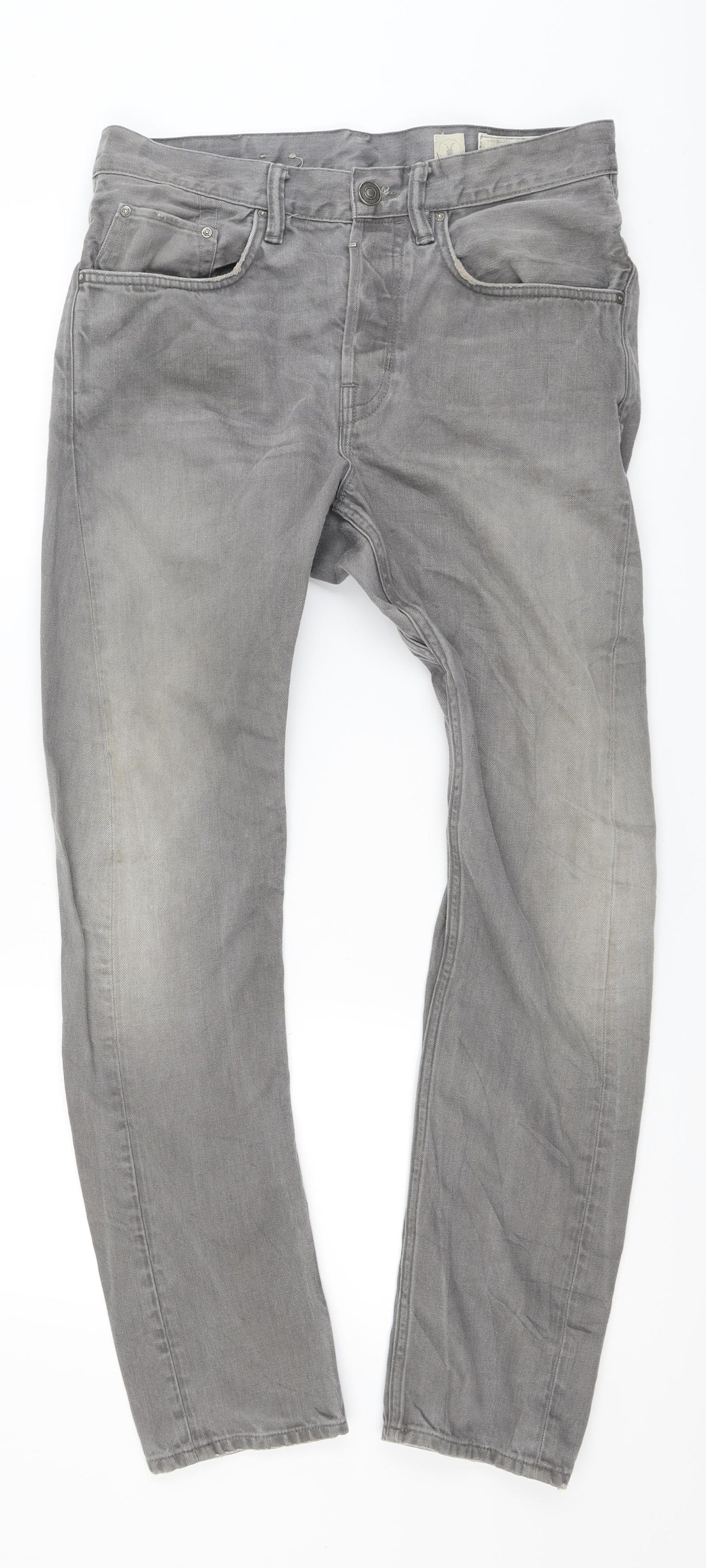 All Saints Mens Grey   Straight Jeans Size 32 L30 in