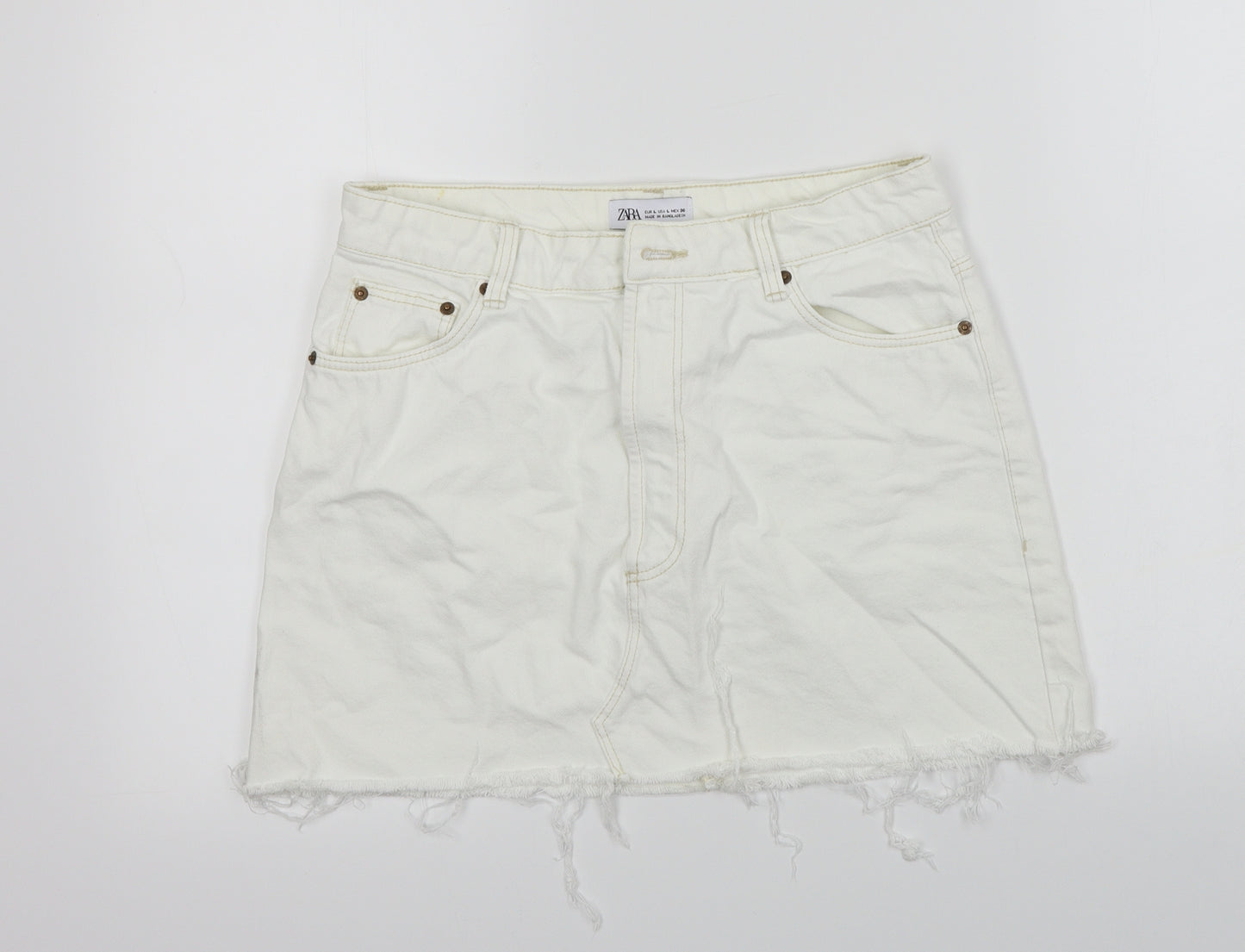 Zara  Womens White   A-Line Skirt Size L